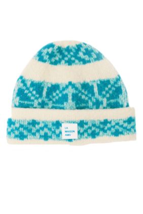 Gylson Beanie - Ecru Jacquard Turquoise