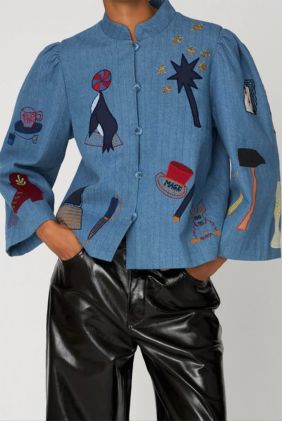 Quilted Circus Jacket - Washed Denim Blue