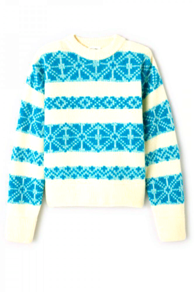 Gylson Jumper - Ecru Jacquard Turquoise