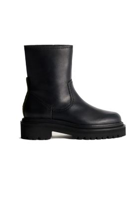 Office Leather Boots - Black